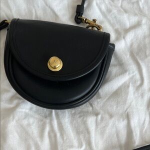 Coach Black Mini Leather Bag with Gold Hardware